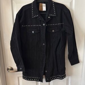 Black Studded Denim Jacket NWT